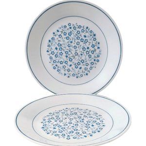 Vintage 70s Corelle by Corning Blue Heather Plates, Set of 2